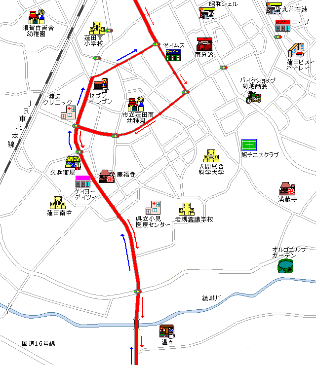 東大宮自動車学校 蓮田コース 小児医療センター付近